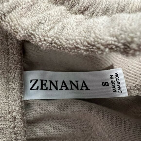 Zenana Wide Leg Comfy Pants Women's S Tan High Rise Drawstring Pockets Velour - Picture 9 of 10